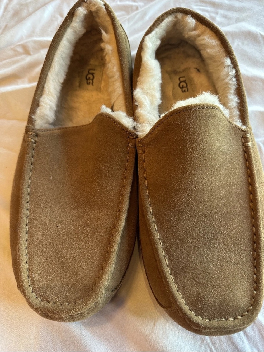 UGG Men's Chestnut Suede Shearling-Lined Slip-On Loafers